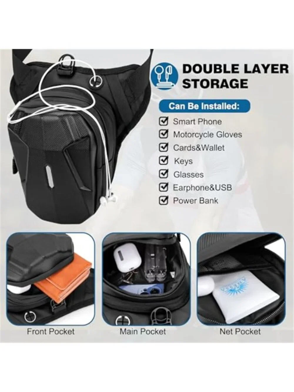 Thigh Bag,Motorcycle Leg Bag for Men Women,Drop Leg Bag with Removable Leg Strap